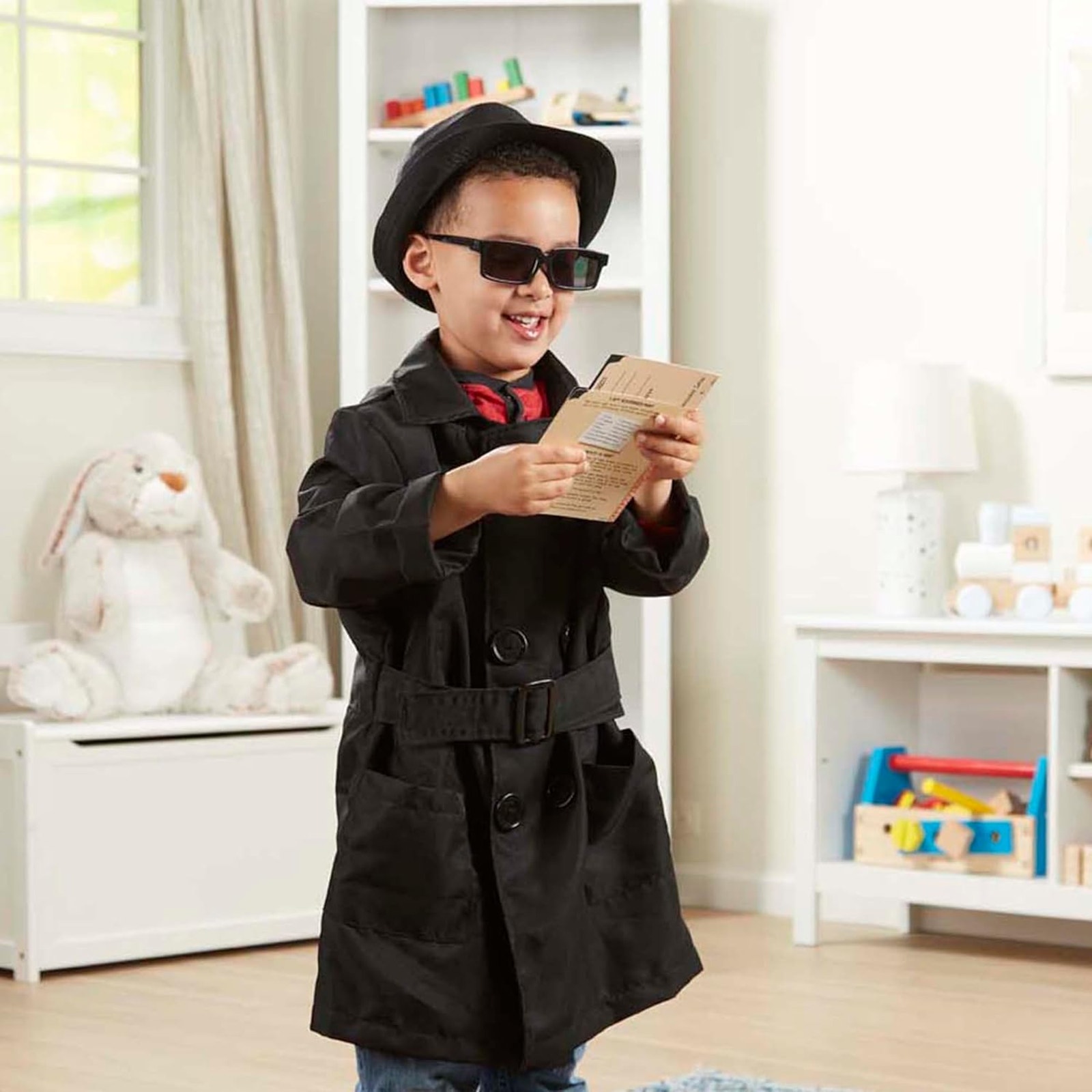 Nwt Melissa & Doug Kids Spy Costume Trench Coat & Fedora Hat Size 5-8 — image 2 of 8